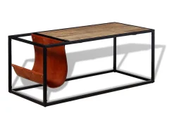 Sale Mesa de centro c/ suporte de revistas pele genuína 110x50x45 cm PT231518 Multicor