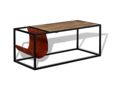 Sale Mesa de centro c/ suporte de revistas pele genuína 110x50x45 cm PT231518 Multicor