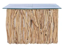 New vidaxl Mesa de centro c/ tampo de vidro 66x66x40cm madeira teca maciça Natural claro