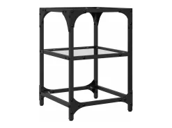 vidaxl Mesa de centro c/ tampo em vidro 30x30x45 cm aço^ Mesa De Centro
