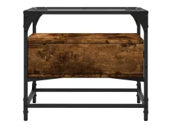 Mesa De Centro| Mesa de centro c/ topo de vidro 50x50x45 cm carvalho fumado aço PT325567 Castanho