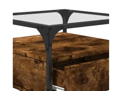 Outlet vidaxl Mesa de centro c/ topo de vidro 50x50x45 cm carvalho fumado aço Natural claro