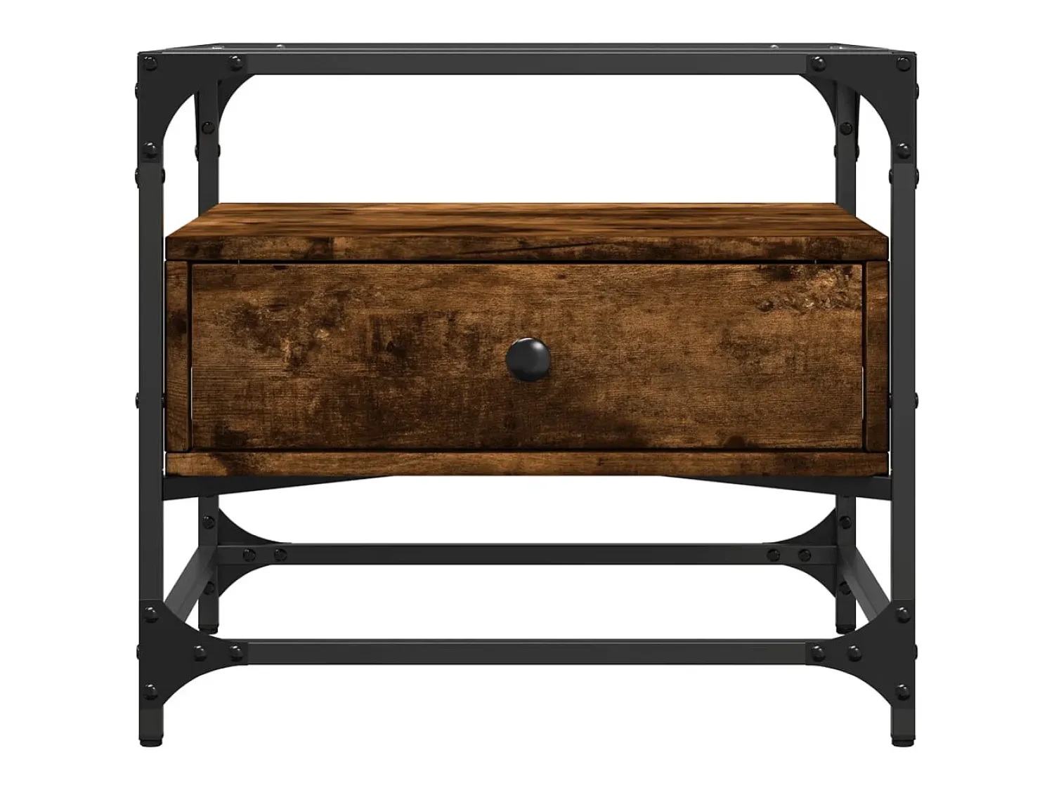 Outlet vidaxl Mesa de centro c/ topo de vidro 50x50x45 cm carvalho fumado aço Natural claro
