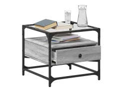 Mesa de centro c/ topo de vidro 50x50x45 cm cinza sonoma aço PT507040^ Mesa De Centro