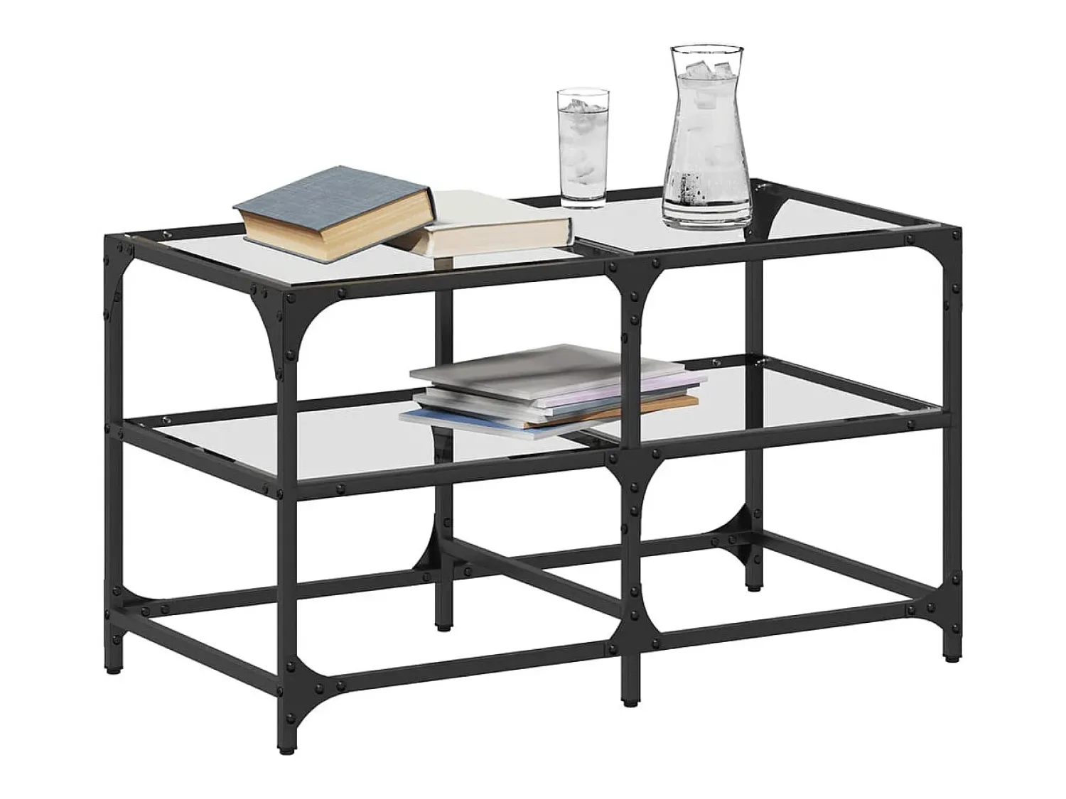 Mesa De Centro* Mesa de centro c/ topo em vidro 78,5x40x45 cm aço PT256560 Transparente
