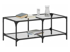 Mesa De Centro| Mesa de centro c/ topo em vidro 98,5x50x40 cm aço PT763302 Transparente