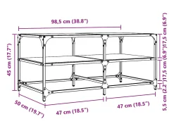 Mesa De Centro*vidaxl Mesa de centro c/ topo em vidro 98,5x50x45 cm aço Transparente