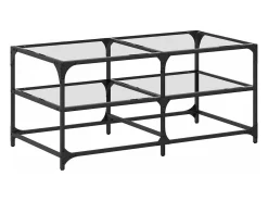 Mesa De Centro*vidaxl Mesa de centro c/ topo em vidro 98,5x50x45 cm aço Transparente