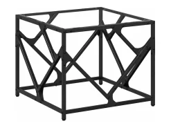 vidaxl Mesa de centro c/ topo em vidro 50x50x41 cm aço^ Mesa De Centro