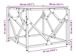 vidaxl Mesa de centro c/ topo em vidro 50x50x41 cm aço^ Mesa De Centro