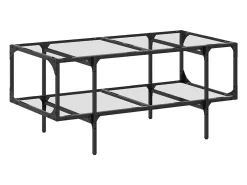 vidaxl Mesa de centro c/ topo em vidro 98,5x50x45 cm aço^ Mesa De Centro