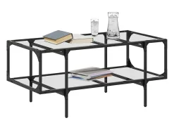 Mesa De Centro* Mesa de centro c/ topo em vidro 98,5x50x45 cm aço PT368219 Transparente
