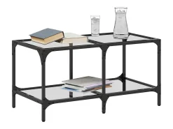 Mesa De Centro* Mesa de centro c/ topo em vidro 78,5x40x40 cm aço PT650574 Transparente