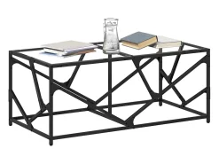 Mesa De Centro| Mesa de centro c/ topo em vidro 98,5x50x41 cm aço PT603447 Transparente