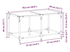 Mesa De Centro|vidaxl Mesa de centro c/ topo em vidro 78,5x40x40 cm aço Transparente