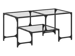 Mesa De Centro| Mesa de centro c/ topo em vidro 98,5x50x45 cm aço PT521758 Transparente