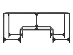 Mesa De Centro| Mesa de centro c/ topo em vidro 98,5x50x45 cm aço PT521758 Transparente