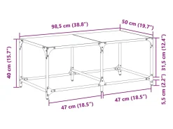 vidaxl Mesa de centro c/ topo em vidro 98,5x50x40 cm aço^ Mesa De Centro