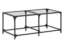 New Mesa de centro c/ topo em vidro 98,5x50x40 cm aço PT385220 Transparente