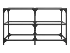 Mesa De Centro|vidaxl Mesa de centro c/ topo em vidro 78,5x40x45 cm aço Transparente