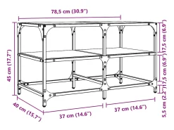 Mesa De Centro|vidaxl Mesa de centro c/ topo em vidro 78,5x40x45 cm aço Transparente