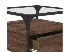 Mesa De Centro|vidaxl Mesa de centro c/ topo vidro 50x50x45 cm carvalho castanho aço Natural claro