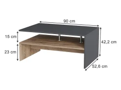 Mesa De Centro|Vicco Mesa de centro carvalho antracite/goldkraft 90x52.6x42.2 amato Cinza antracite