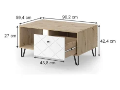 Outlet Vicco Mesa de centro carvalho artesanal 90.2x59.4x42.4 nizza Natural claro