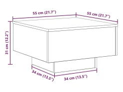 Outlet vidaxl Mesa de centro Carvalho Artesanal 55 x 55 x 31 cm Castanho