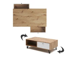 Vicco Mesa de centro carvalho artesanal 110x60x37 nizza^ Mesa De Centro