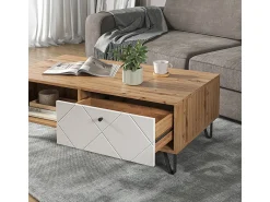 Vicco Mesa de centro carvalho artesanal 110x60x37 nizza^ Mesa De Centro