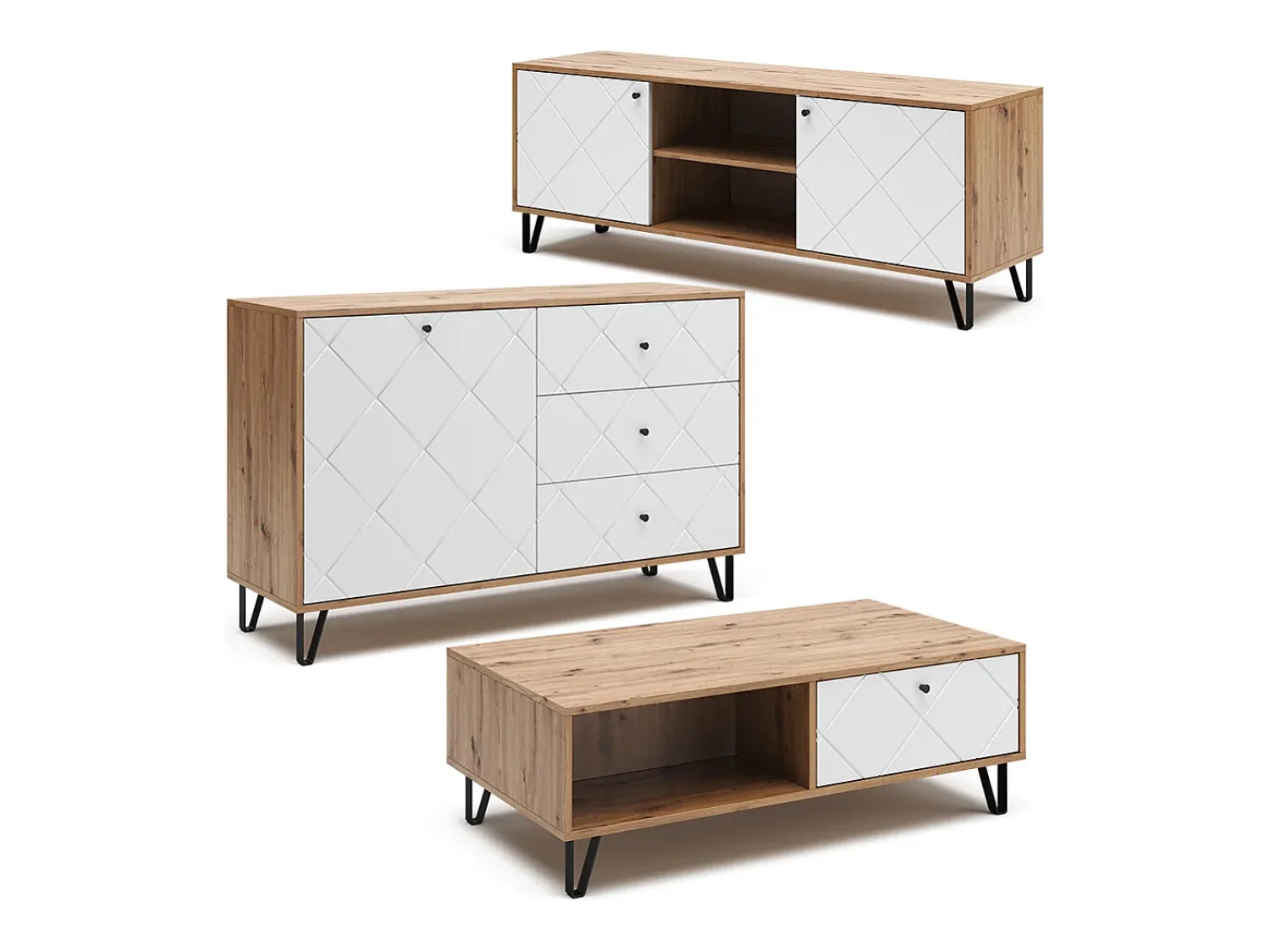 Vicco Mesa de centro carvalho artesanal 110x60x37 nizza^ Mesa De Centro
