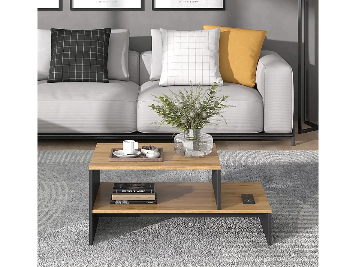 Mesa De Centro*Vicco Mesa de centro carvalho goldkraft/antracite 90x55x40 amely Natural escuro