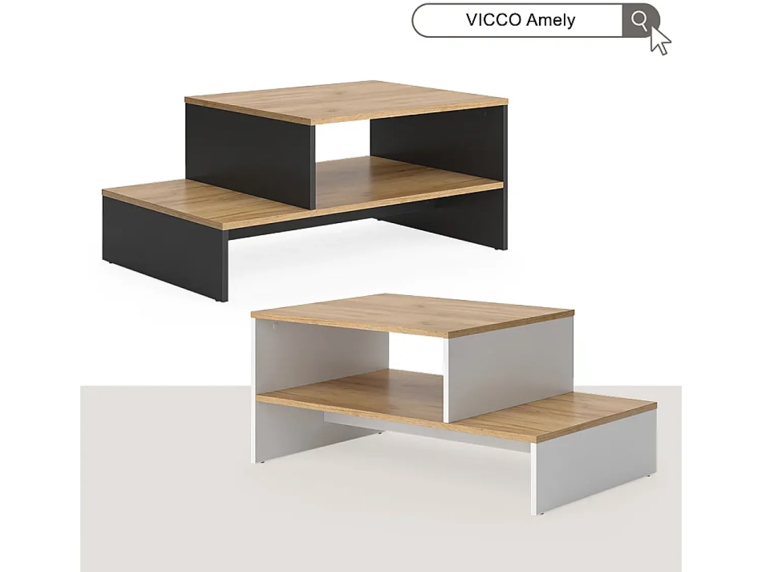 Mesa De Centro*Vicco Mesa de centro carvalho goldkraft/antracite 90x55x40 amely Natural escuro
