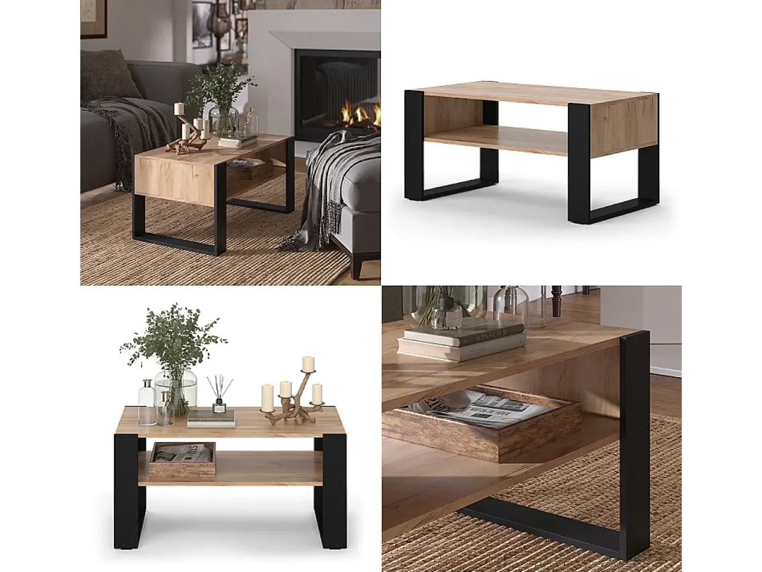 Mesa De Centro*Vicco Mesa de centro carvalho goldkraft 92x52.4x45.6 olli Natural escuro