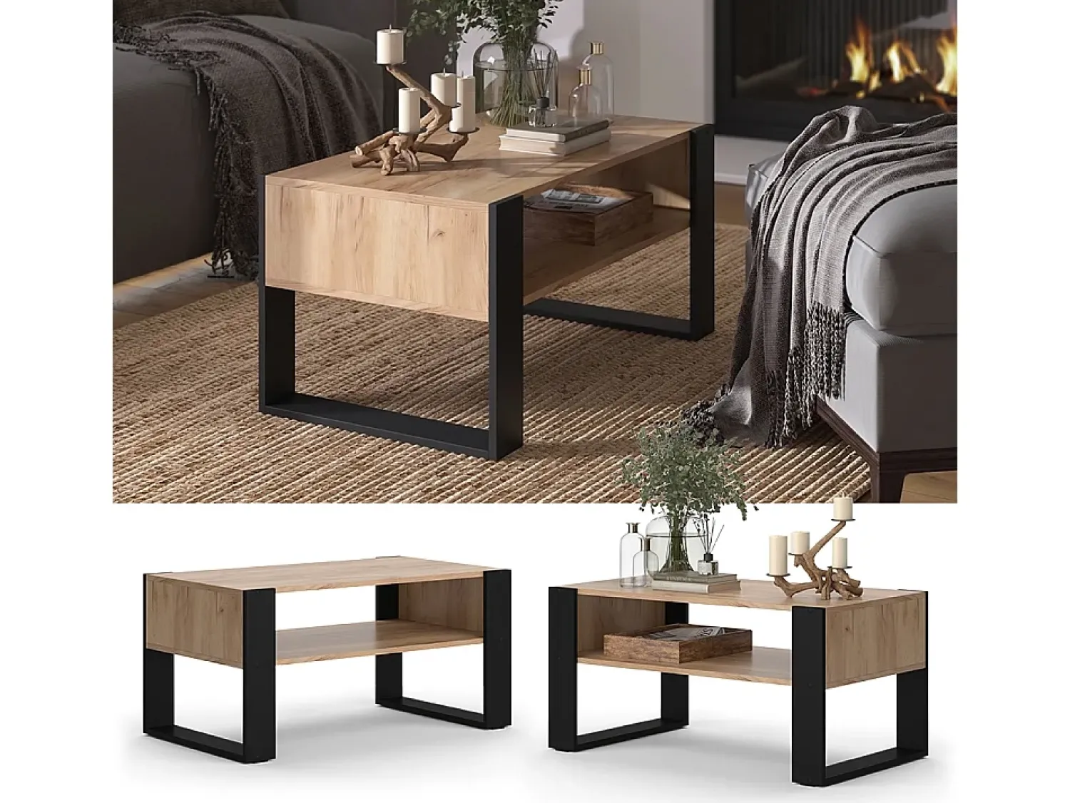 Mesa De Centro*Vicco Mesa de centro carvalho goldkraft 92x52.4x45.6 olli Natural escuro