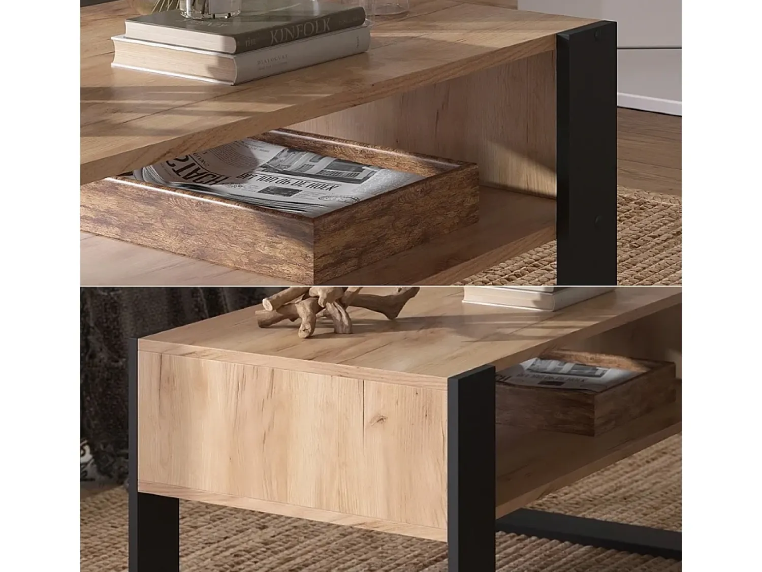 Mesa De Centro*Vicco Mesa de centro carvalho goldkraft 92x52.4x45.6 olli Natural escuro