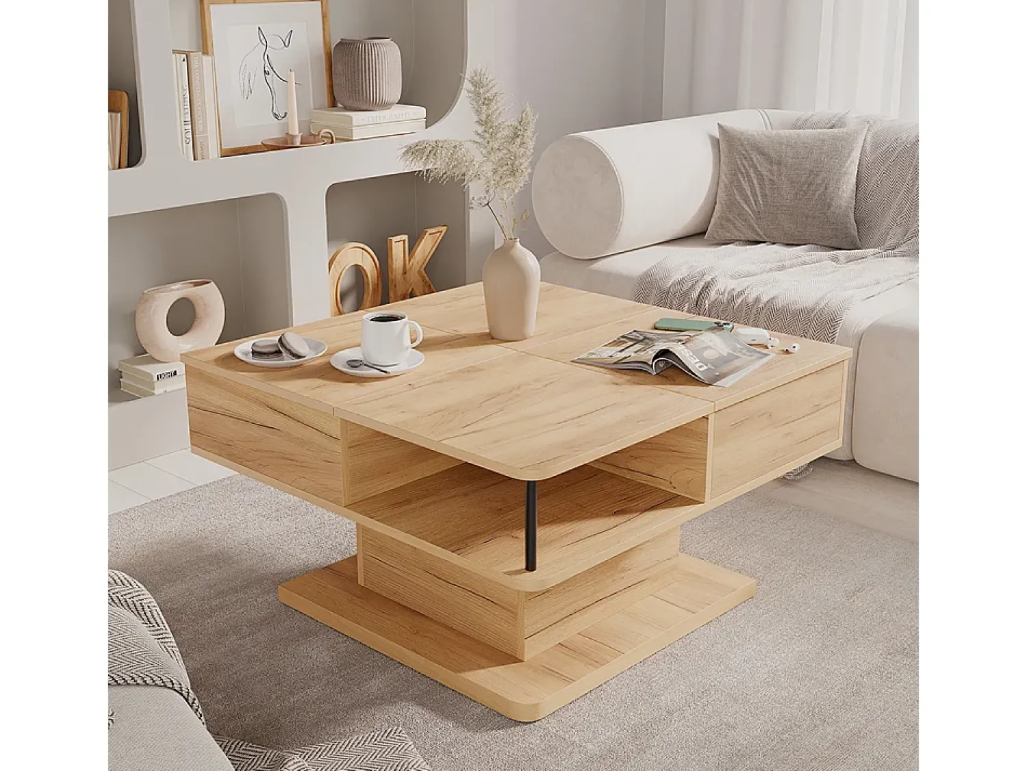 Vicco Mesa de centro carvalho goldkraft 80x45x80 movira^ Mesa De Centro