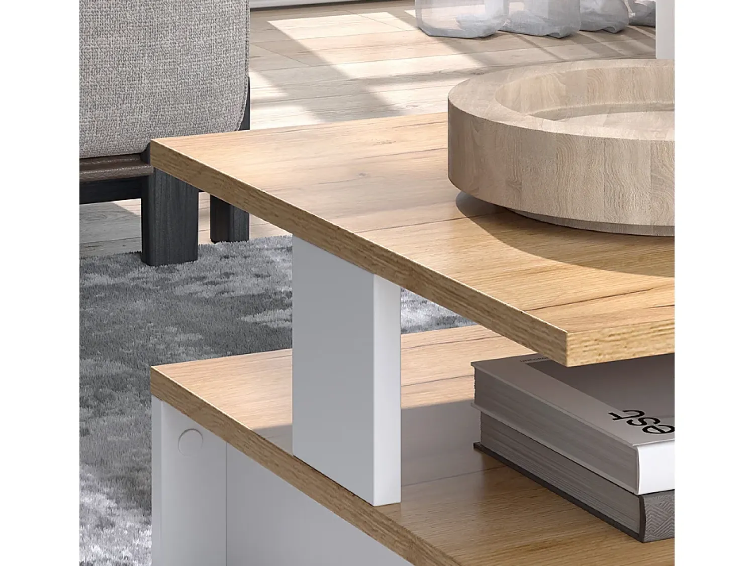 Mesa De Centro*Vicco Mesa de centro carvalho goldkraft/branco 80x50x28 belina Natural escuro
