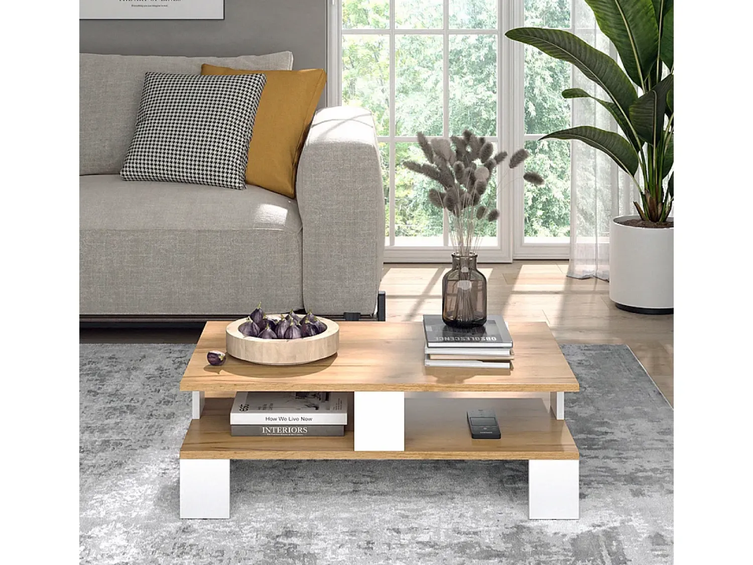Mesa De Centro*Vicco Mesa de centro carvalho goldkraft/branco 80x50x28 belina Natural escuro