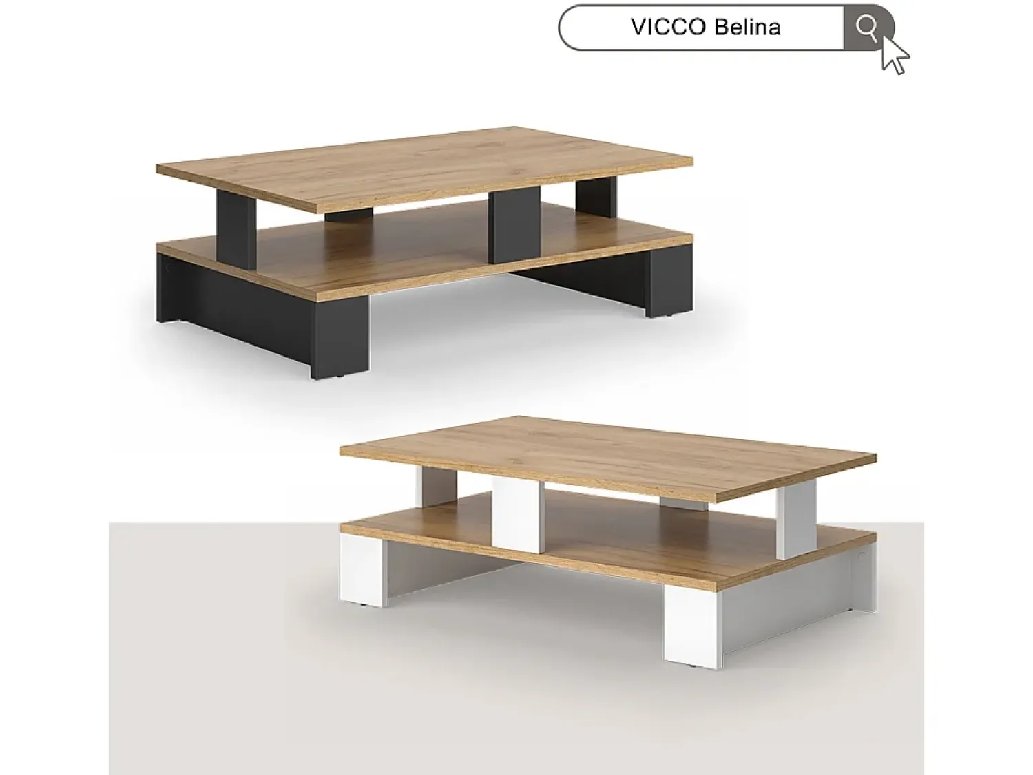 Mesa De Centro*Vicco Mesa de centro carvalho goldkraft/branco 80x50x28 belina Natural escuro