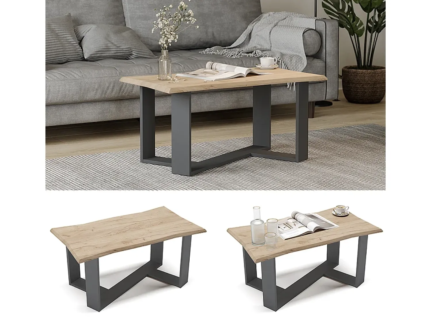 Outlet Vicco Mesa de centro carvalho goldkraft 90x50x42.3 arne Natural escuro