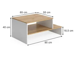 Mesa De Centro*Vicco Mesa de centro carvalho goldkraft/branco 90x55x40 amely Natural escuro