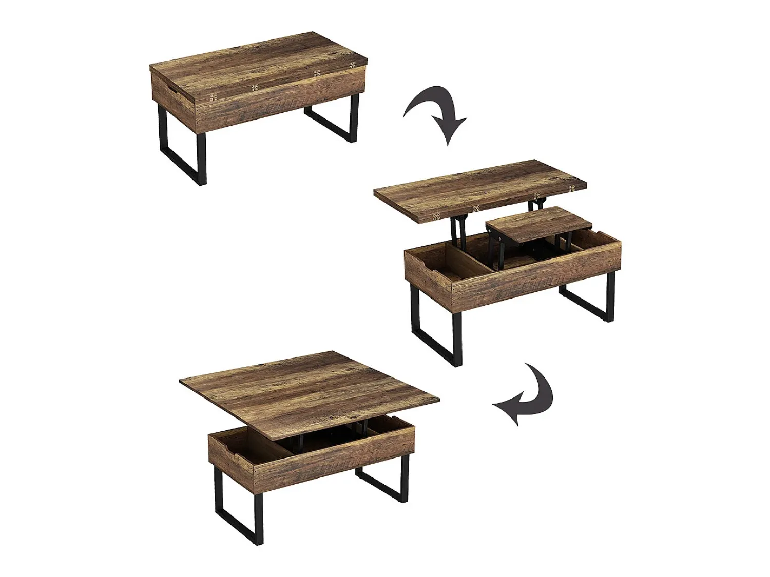 Mesa De Centro*Vicco Mesa de centro carvalho rústico 100x50x48.5 lifty Natural escuro
