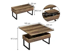 Mesa De Centro*Vicco Mesa de centro carvalho rústico 100x50x48.5 lifty Natural escuro