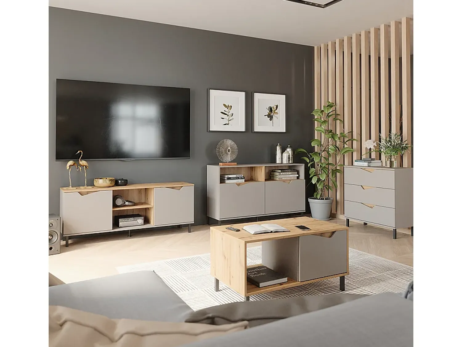 Mesa De Centro*Vicco Mesa de centro carvalho verde/artesanato 90x50x47 marelle Taupe