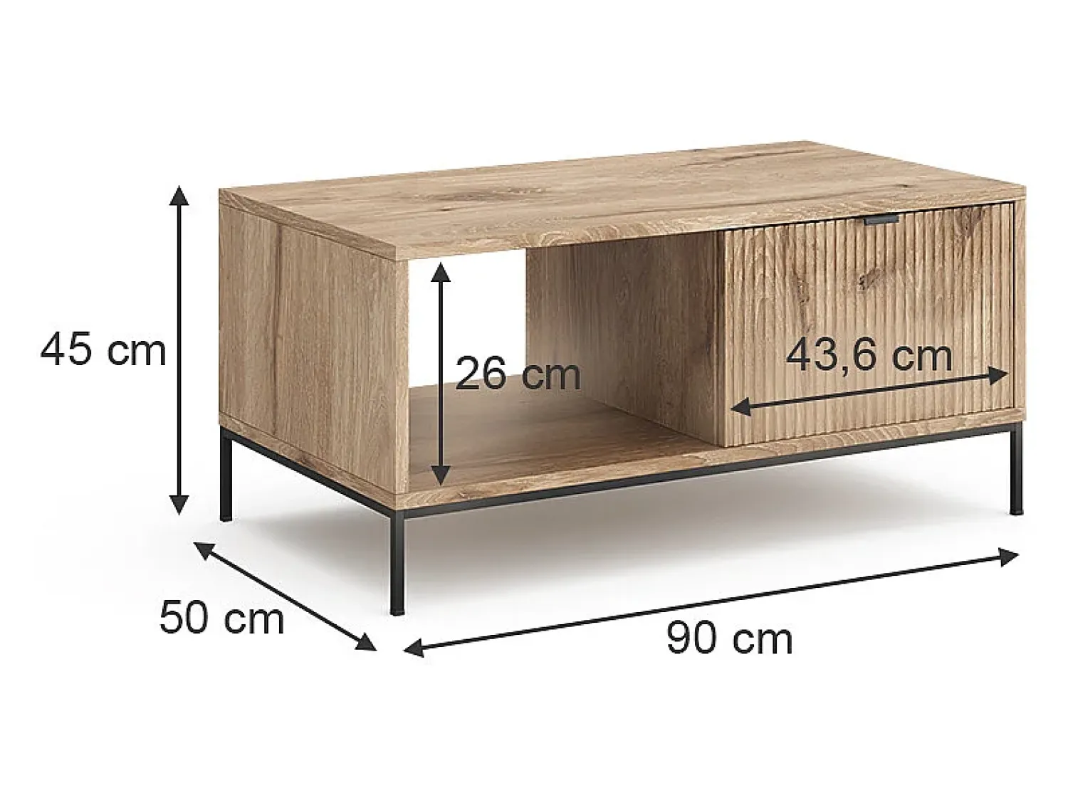 Mesa De Centro*Vicco Mesa de centro carvalho viking 90x50x45 eliza Natural escuro