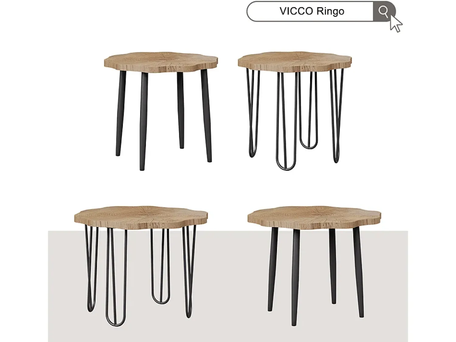Vicco Mesa de centro carvalho 50x50x2.5 ringo^ Mesa De Centro