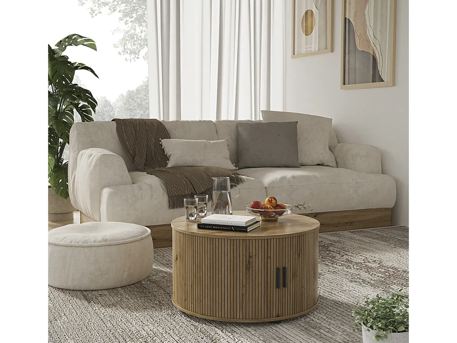 Mesa De Centro|Vicco Mesa de centro carvalho 80x80x45 selva Natural claro