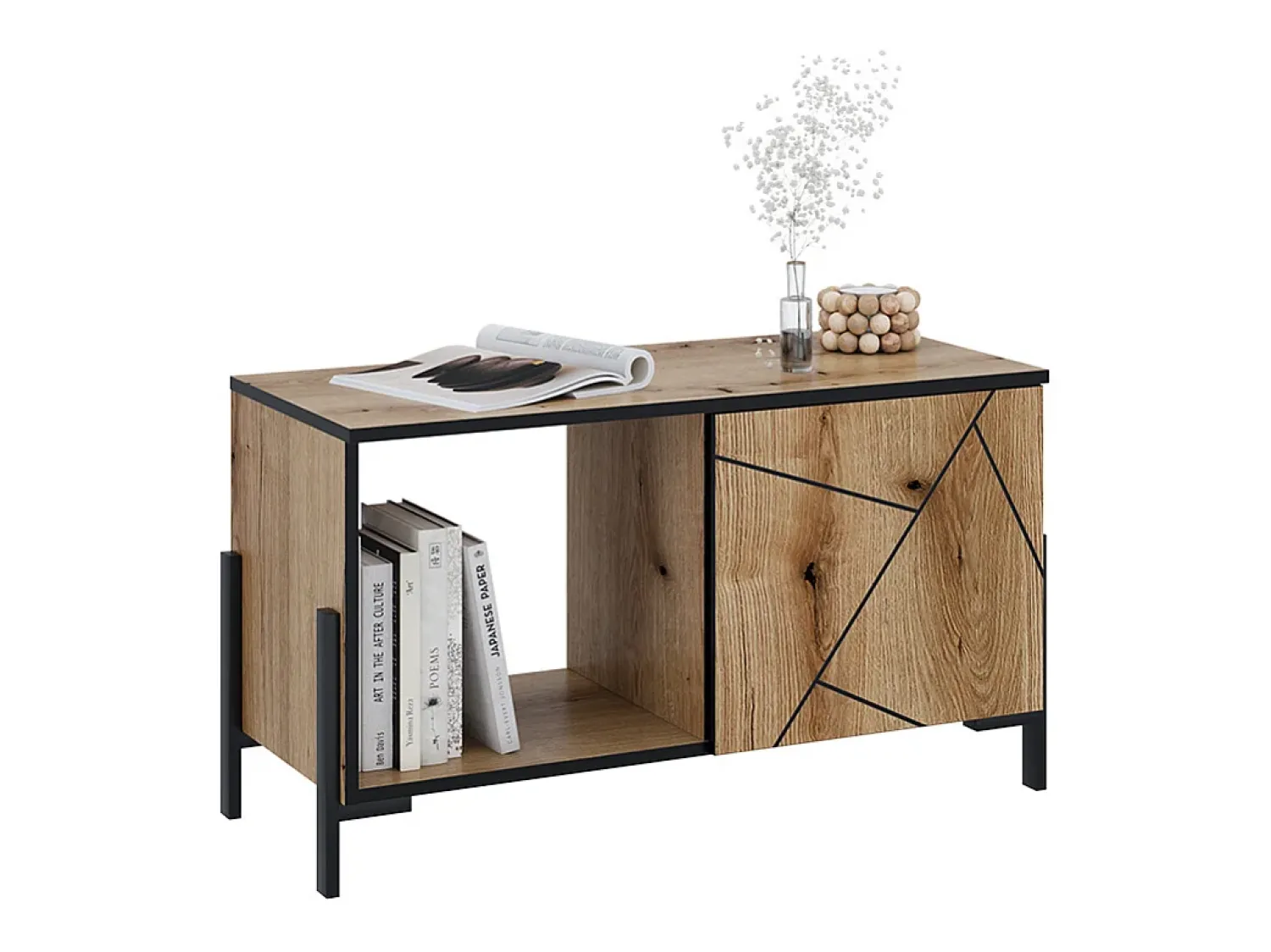 New Vicco Mesa de centro carvalho 90x39.7x50 hatto Natural claro